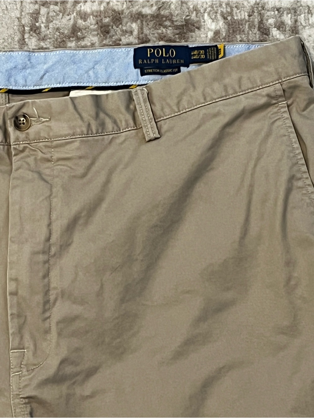 Polo Ralph Lauren Mens Chino Pants 44x30 Stretch Classic Fit Tan Khaki